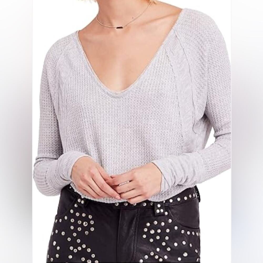 Free people we the free Catalina thermal grey loose flowy fall winter cozy M